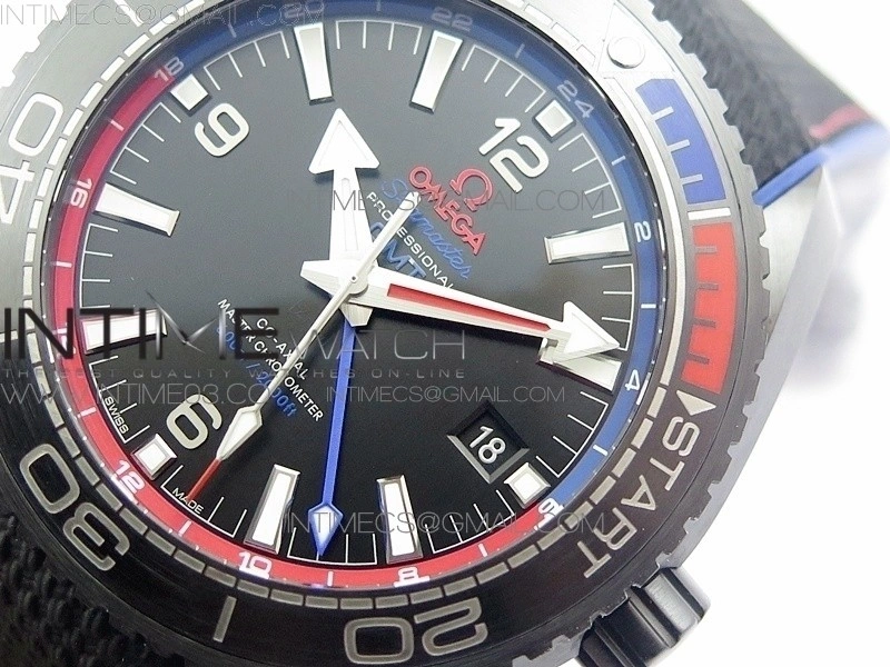 Planet Ocean 45.5mm ETNZ "Deep Black" Real Ceramic VSF 1:1 Best Edition on Black Nylon Strap A8906 Super Clone